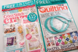 イギリスの刺繍とキルトの雑誌、”Cross Stitsch Crazy” と “Love Patchwork & Quilting”
