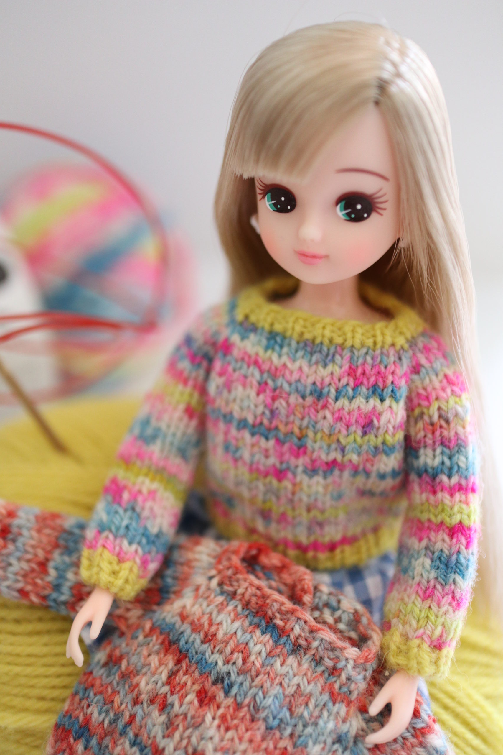 動画あり】リカちゃんのセーターの編み方（棒針編み）ブライスにも 